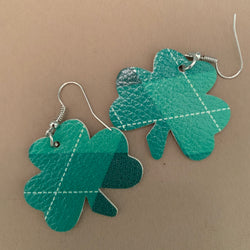 Diagonal Plaid Green Shamrock Vegan Leather Earrings Erin's Ink