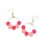 Pink Beaded Hoop Dangle Earrings
