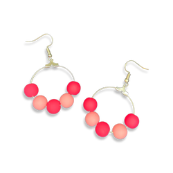 Pink Beaded Hoop Dangle Earrings