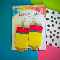 Pencil Vegan Leather Earrings Erin's Ink