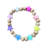 Rainbow and Wooden Bead Star Bracelet