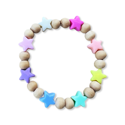 Rainbow and Wooden Bead Star Bracelet