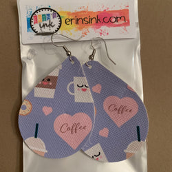 A Whole Latte Love Vegan Leather Teardrop Earrings Erin's Ink