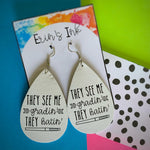 They See Me Grading Vegan Leather Teardrop Earrings Erin's Ink