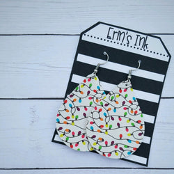 Christmas Light Colorful Vegan Leather Teardrop Earrings Erin's Ink