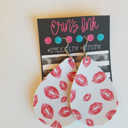 Lipstick Love Vegan Leather Teardrop Earrings Erin's Ink