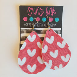Valentine Sweet Heart Vegan Leather Teardrop Earrings Erin's Ink