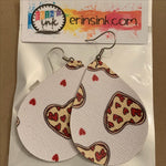 A Pizza My Heart Vegan Leather Teardrop Earrings Erin's Ink