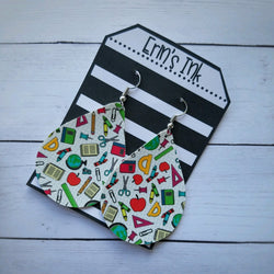 School Supply Vegan Leather Teardrop Earrings Erin's Ink