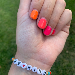 Be Kind Rainbow Elastic Stretch Bead Bracelet Erin's Ink