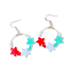 Red, White and Blue Star Beaded Earrings