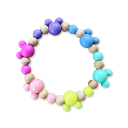 Rainbow and Wooden Bead Mickey Bracelet