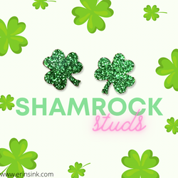 Glitter Green St. Patrick’s Day Shamrock Acrylic Studs