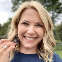 Tan and Black Buffalo Plaid Vegan Leather Earrings