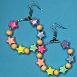 Rainbow Pastel Star Bead Earrings