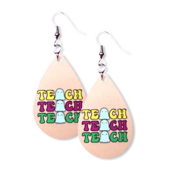 Spooky Teach Earrings Peach/Light Orange Background