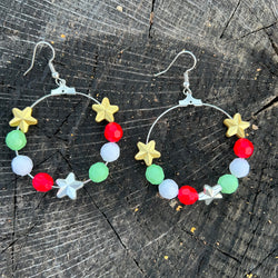 Christmas Bead Hoop Dangle Earrings Erin’s Ink