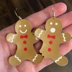 Gingerbread Cookie Faux Leather Earrings