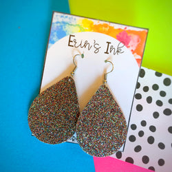 Mixed Metals Glitter Teardrop Earrings
