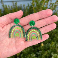 St. Patrick’s Day Rainbow Shamrock Stud Dangles