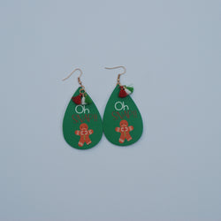 Oh Snap! Gingerbread Vegan Leather Teardrop Earrings Erin's Ink