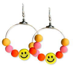 Retro Smiles - Dangle hoop earrings