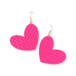 Hot Pink Faux Leather Heart Earrings Erin's Ink