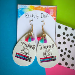 Teaching with Flair Vegan Leather Teardrop Earrings Erin's Ink