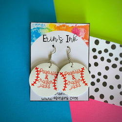 Peanuts and Cracker Jacks Baseball Vegan Leather Earrings Erin's Ink