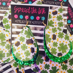 Pot of Gold Vegan Leather Teardrop Earrings Erin's Ink