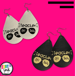 Teacher Off Duty Vegan Leather Teardrop Earrings Erin's Ink