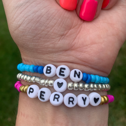 ONE Custom Name/Word Elastic Bead Bracelet
