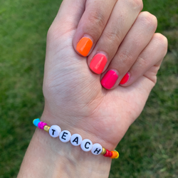 Teach Double Rainbow Elastic Bracelet Erin's Ink