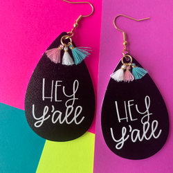 Hey Y’all Tassel Vegan Leather Teardrop Earrings Erin's Ink