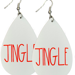 Jingle Red and White Vegan Leather Teardrop Earrings Erin's Ink